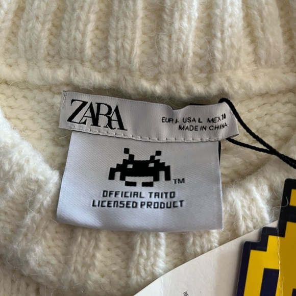 NWT Zara x Space Invaders 8-Bit Cable Knit Chunky Sweater Vest - Picture 13 of 15